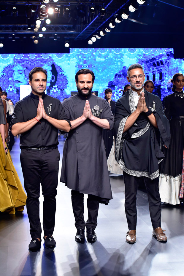 Image result for Saif Ali Khan, who walked as a showstopper for designers Shantanu and Nikhil at Lakme Fashion Week