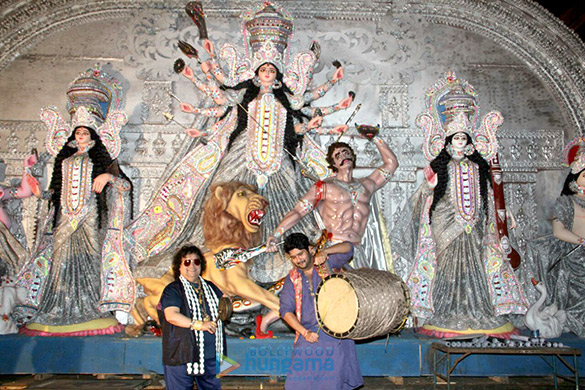 Bappi Lahiri & Bappa Lahiri at Durga Puja celebrations at the North Bombay Sarbojanin Durga Puja Samiti in Mumbai Bappi Lahiri & Bappa Lahiri at Durga Puja celebrations at the North Bombay Sarbojanin Durga Puja Samiti in Mumbai