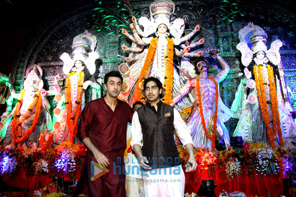 Ranbir Kapoor, Ayan Mukerji and Kajol snapped at the North Sarbojini Durga Pandal Ranbir Kapoor, Ayan Mukerji and Kajol snapped at the North Sarbojini Durga Pandal