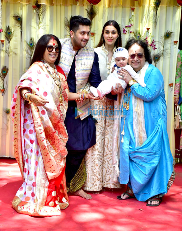Bappi Lahiri and Chitrani Lahiri attend the rice ceremony of their grandson Krishh Lahiri Bappi Lahiri and Chitrani Lahiri attend the rice ceremony of their grandson Krishh Lahiri