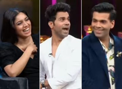 Koffee With Karan 6 Bhumi Pednekar Gets Competitive To Win The Hamper Rajkummar Rao Says He Would Like To Be Paired Opposite Karan Johar If Essaying Gay Character Bollywood News Bollywood Hungama bollywood hungama