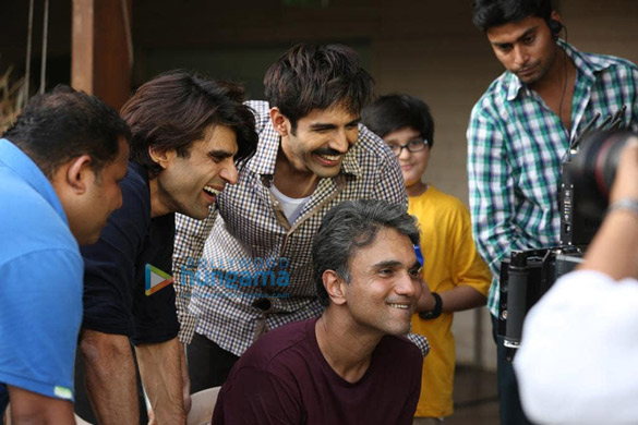 on the sets of the movie Pati Patni Aur Woh