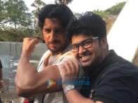 on the sets of the movie Marjaavaan