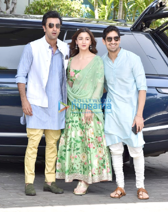 Ranbir Kapoor Alia Bhatt and Ayan Mukerji snapped at the 