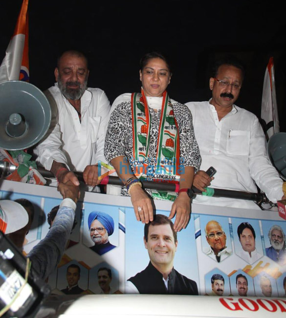 Sanjay Dutt, Priya Dutt and Baba Siddiqui snapped at Congress rally in Santacruz