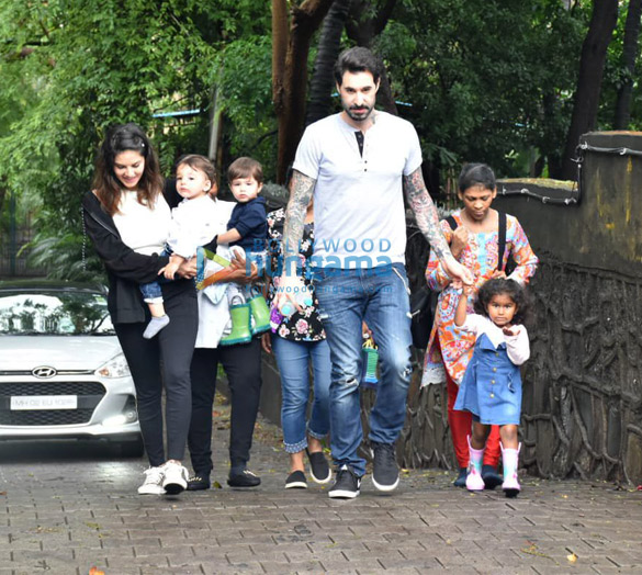 Photos: Sunny Leone and Daniel Webber snapped with their kids at play school in Juhu