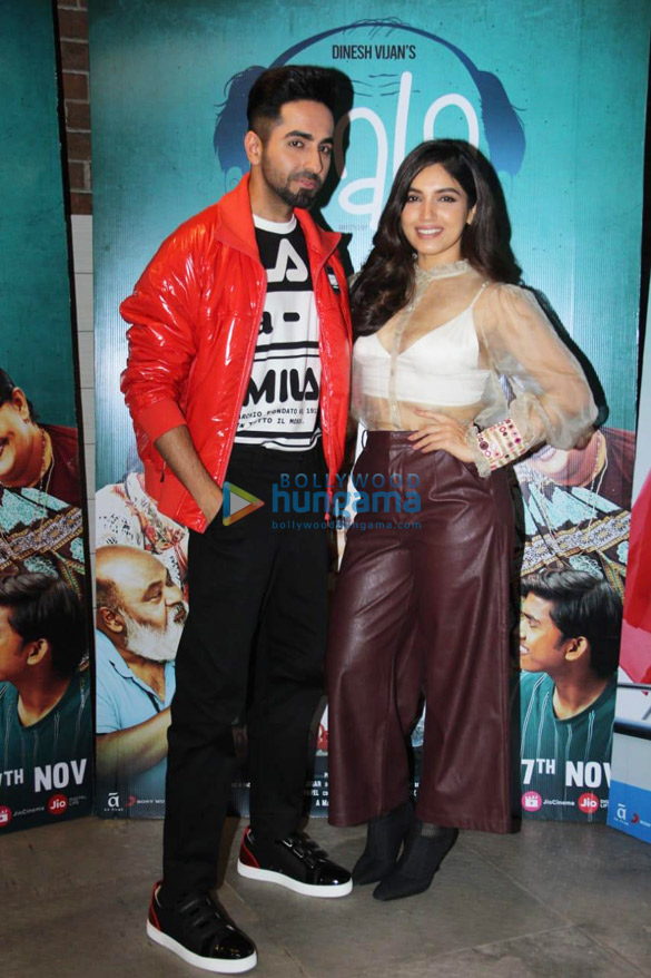 Photos: Ayushmann Khurrana, Yami Gautam and Bhumi Pednekar snapped promoting their film Bala at Jio Studios in BKC