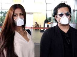 Poonam Pandey snapped with her husband at the airport