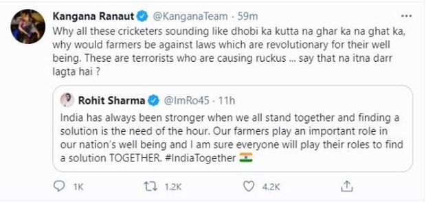 Rohit Sharma, Arnab Goswami, Anti-Nationals! Two of Kangana Ranaut’s tweets deleted as it violated Twitter rules