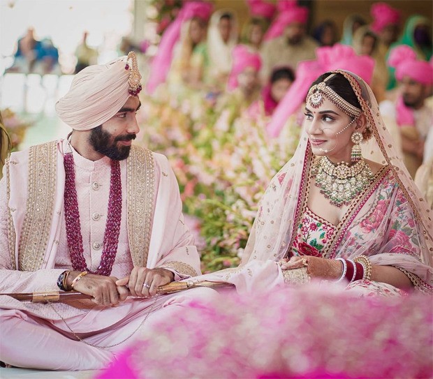 Jasprit Bumrah and Sanjana Ganesan looked resplendent at ...