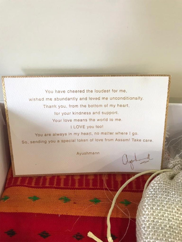 Ayushmann Khurrana sends his fans a token of love from North East after wrapping up Anek