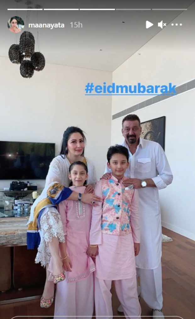संजय दत्त और मान्यता दत्त ने दुबई में जुड़वा बच्चों के साथ मनाई ईद 
