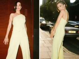 Amy Jackson is a ray of sunshine in citron yellow one-shoulder jumpsuit worth over Rs. 1 lakh