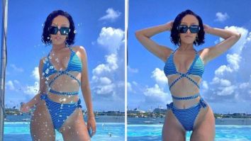 Doja Cat flaunts enviable curves as she poses in striped blue strappy bikini in Miami