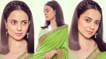 Kangana Ranaut is a vision in a green as she dons a Sabyasachi saree for Thalaivi promotions