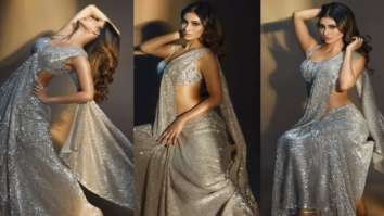 Mouni Roy looks pristine in silver sequined drape saree worth Rs. 60,000 for Dance Deewane 3