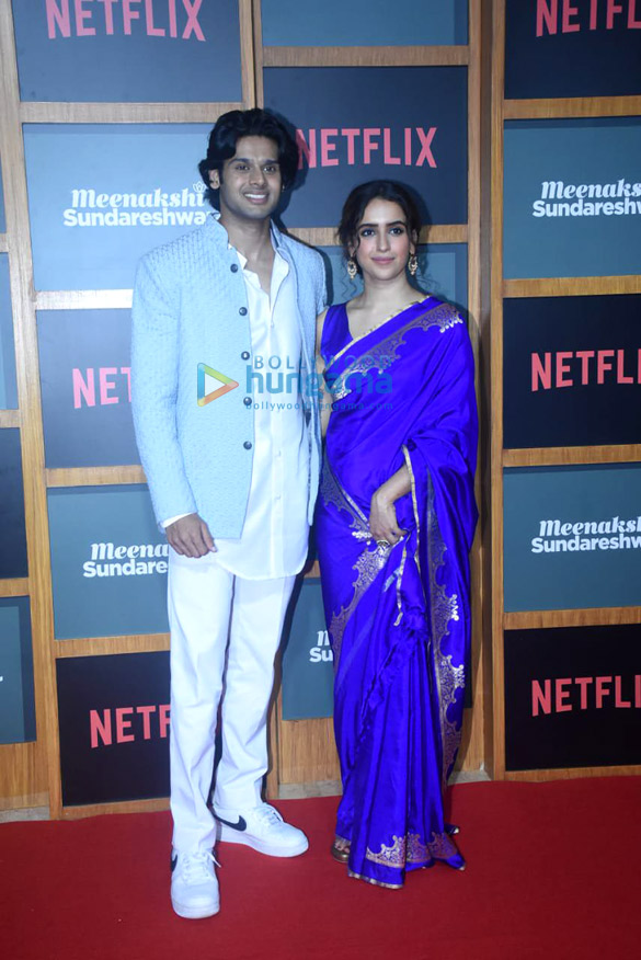 Photos: Sanya Malhotra and Abhimanyu Dassani snapped at the trailer launch of Meenakshi Sundareshwar