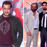 Salman Khan kisses Ahan Shetty's poster at the premiere of Tadap; Suniel Shetty hugs him