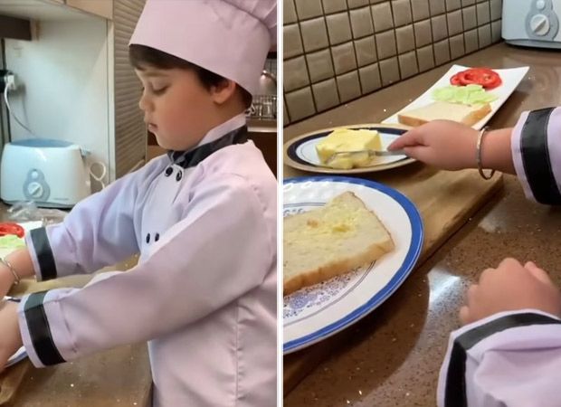 Karan Johar's son Yash throws on a chef's hat to make sandwiches in dad's kitchen