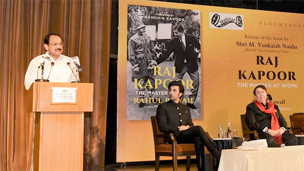 Vice President of India Venkaiah Naidu launches Raj Kapoor’s biography; Ranbir Kapoor, Randhir Kapoor attend the event  Vice President of India Venkaiah Naidu launches Raj Kapoor’s biography; Ranbir Kapoor, Randhir Kapoor attend the event