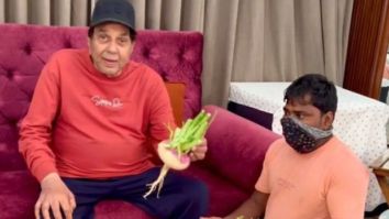 Dharmendra has fun with a turnip farmer; watch video