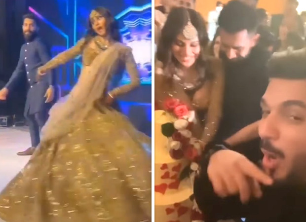 Mouni Roy and Suraj Nambiar groove to Rowdy Baby at their reception; couple kiss before they cut their wedding cake : Bollywood News - Vimarsana News