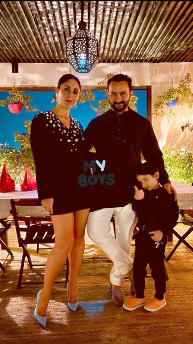 Kareena Kapoor Khan poses with Saif Ali Khan and Taimur as she attends Amrita Arora's birthday bash
