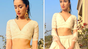 Shraddha Kapoor looks alluring in plunging neckline blouse and ivory lehenga by Anita Dongre worth Rs. 1.9 lakh for Luv Ranjan’s wedding 