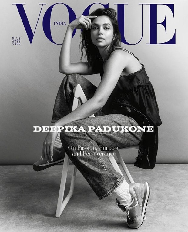 Deepika Padukone shows off her elegance on the cover of Vogue magazine in a black Louis Vuitton dress and denim jeans