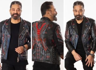 For Vikram trailer and audio launch, Kamal Haasan looked suave and stylish in a custom-made black leather jacket with themes from the film