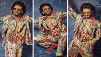 Ranveer Singh is colourful, quirky and ultra-impressive in multi-coloured geometric pattern pant-suit for JayeshBhai Jordar promotions in Ahmedabad