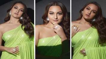 Sonakshi Sinha is ethereal in fluorescent green saree with crystal embellishments worth Rs 80,000 for Eid celebrations