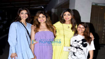 Photos: Shilpa Shetty snapped with family for special screening of Nikamma at Sunny Super Sound in Juhu
