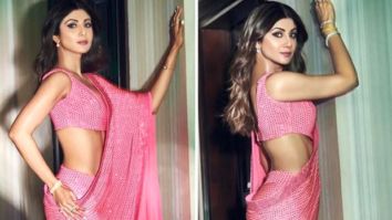 Shilpa Shetty brings unwavering grace in a gorgeous pre-stitched pink crystal saree for Nikamma promotions