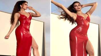 Jacqueline Fernandez embodies glamour as she stuns in flaming red latex dress