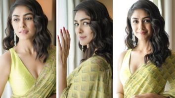 Mrunal Thakur is elegance personified in Anita Dongre’s lime green printed saree worth Rs. 16K