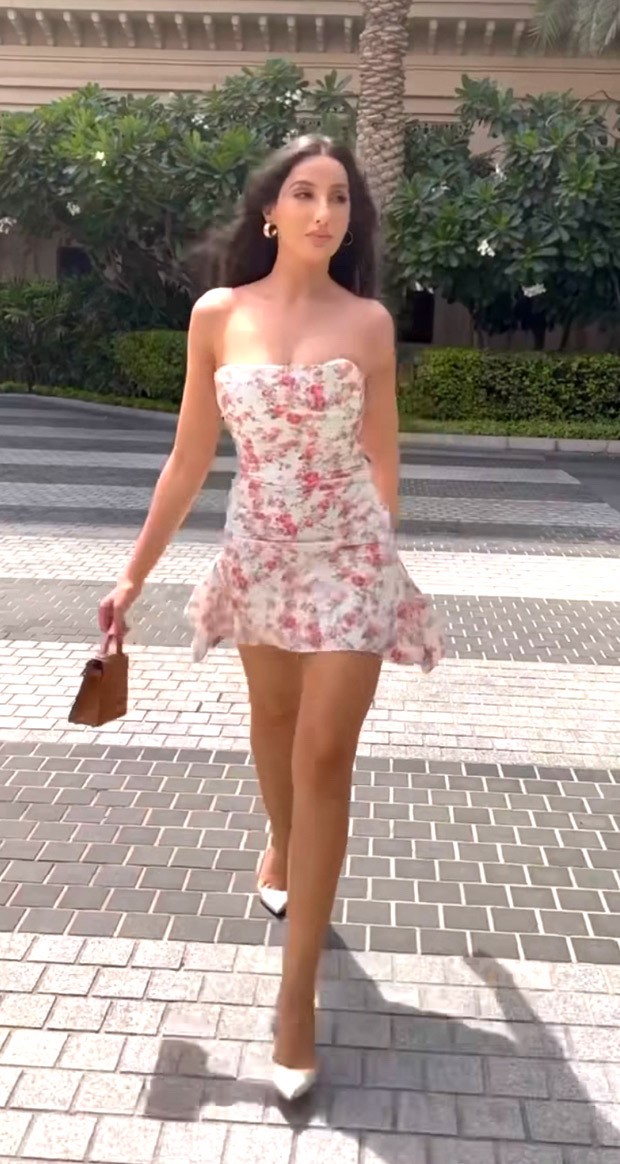 Nora Fatehi looks like an absolute diva in strapless floral dress worth Rs. 16,237 in her latest video