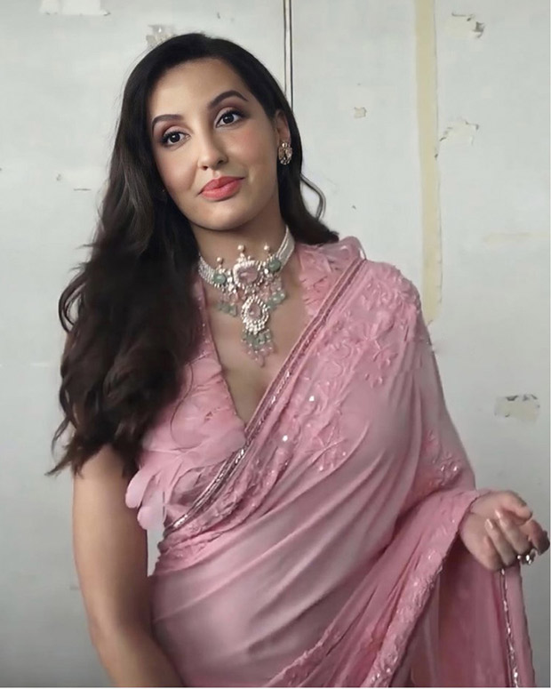 Nora Fatehi makes internet swoon over in blush pink saree and deep neck blouse for Dance Deewane Juniors shoot