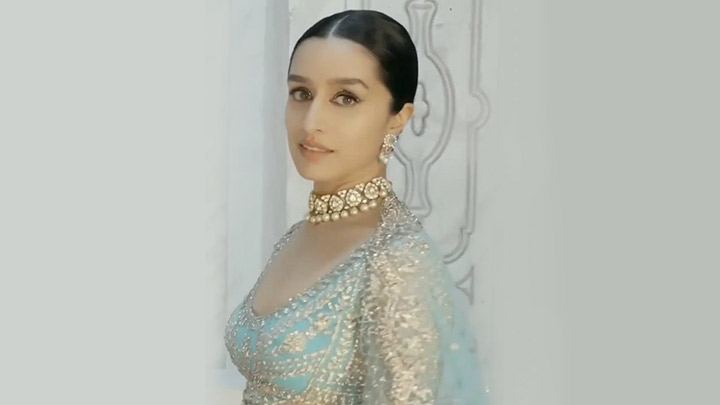 Shraddha Kapoor looks heavenly in blue lehenga and shimmery eyeshadow