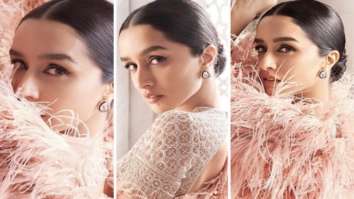 Shraddha Kapoor turns muse for Falguni and Shane Peacock with this two-piece peach feathery sequined outfit