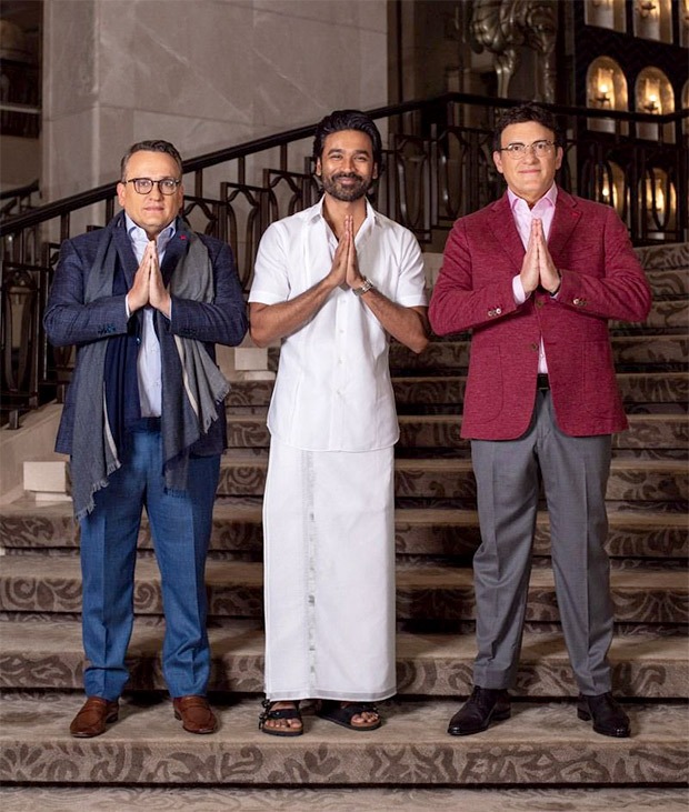 Veshti-clad Dhanush welcomes The Gray Man directors Joe and Anthony Russo to India, see photo : Bollywood News - Vimarsana News
