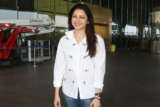 Evergreen actress Bhagyashree spotted at the airport making a statement with her red handbag