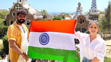 Nayanthara and husband Vignesh Shivan carry around the Indian tricolour on the streets of Spain on 75th Independence Day