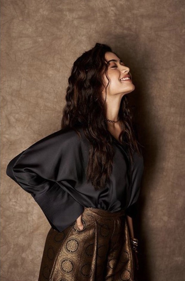 Rashmika Mandanna looks like the epitome of elegance in black silk shirt and brocade trousers worth Rs. 50K 