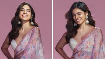 Malavika Mohanan looks drop dead gorgeous in Anita Dongre’s pink floral saree