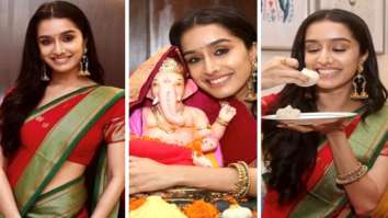Shraddha Kapoor is a classic beauty in red and green saree as she brings home Bappa