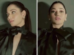 Tamannaah Bhatia raises glamour quotient in black pouf jumpsuit by Gauri & Nainika