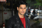 Sidharth Malhotra looks dashing in red tshirt and leather jacket
